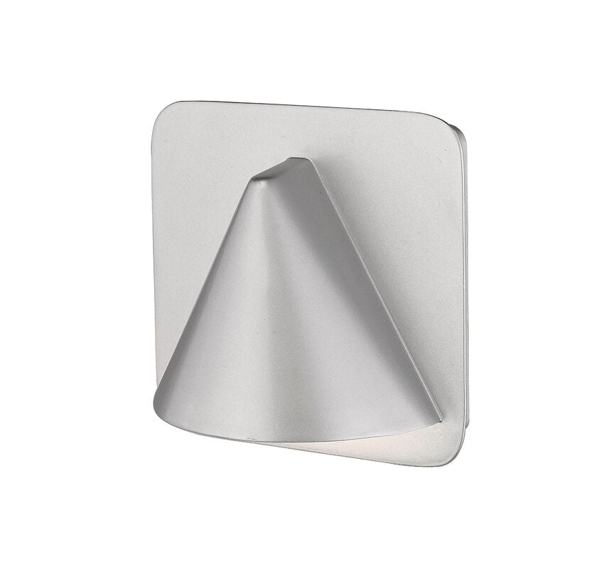 Z-Lite Obelisk 7" 1-Light LED Silver Outdoor Wall Sconce With Sandblast Glass Shade