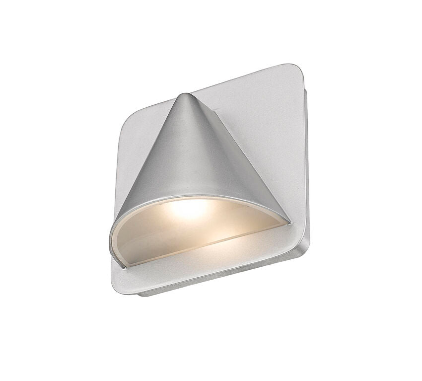Z-Lite Obelisk 7" 1-Light LED Silver Outdoor Wall Sconce With Sandblast Glass Shade