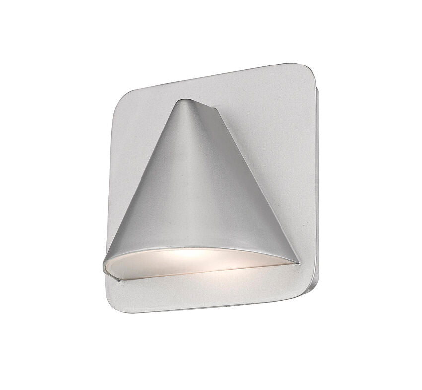 Z-Lite Obelisk 7" 1-Light LED Silver Outdoor Wall Sconce With Sandblast Glass Shade