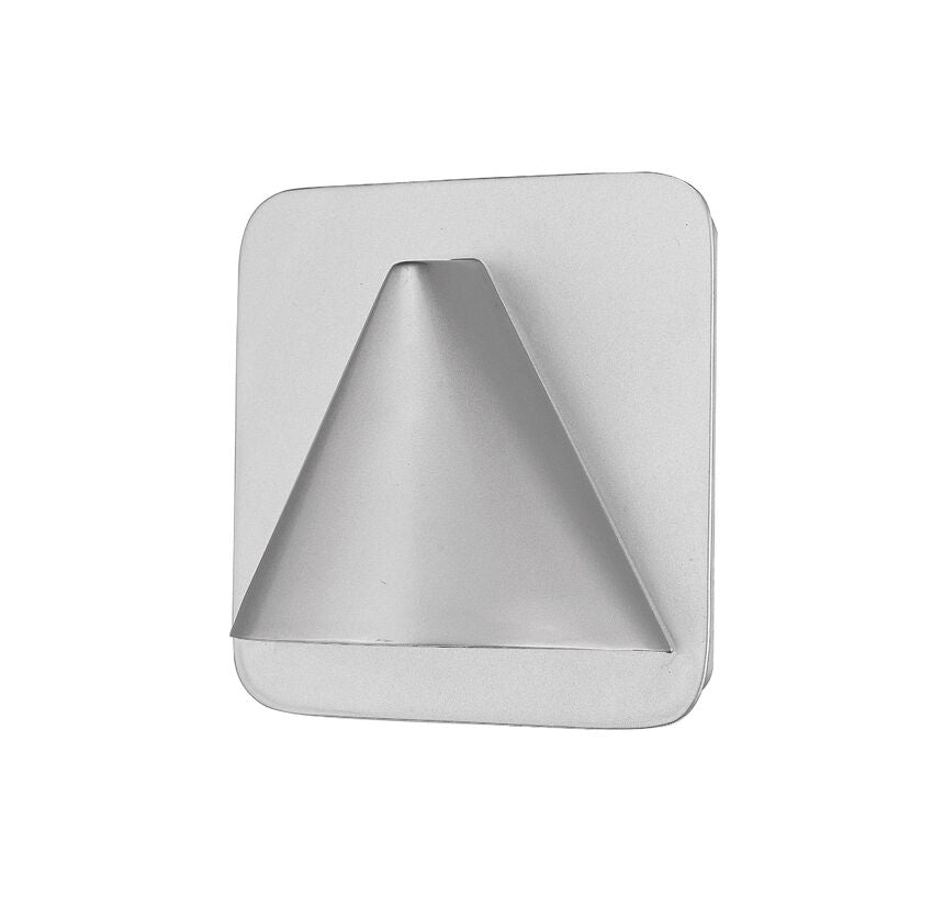 Z-Lite Obelisk 7" 1-Light LED Silver Outdoor Wall Sconce With Sandblast Glass Shade