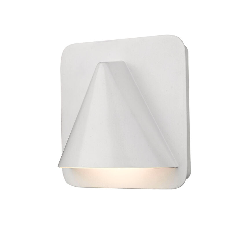 Z-Lite Obelisk 7" 1-Light LED White Outdoor Wall Sconce With Sandblast Glass Shade