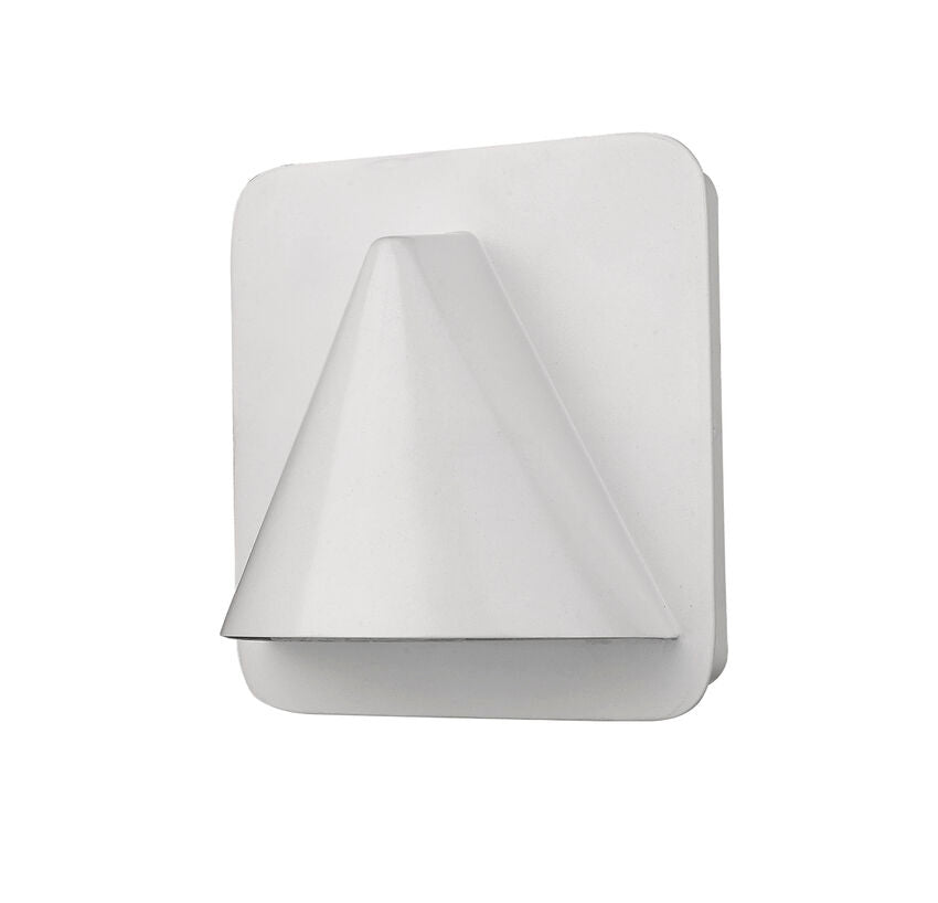 Z-Lite Obelisk 7" 1-Light LED White Outdoor Wall Sconce With Sandblast Glass Shade