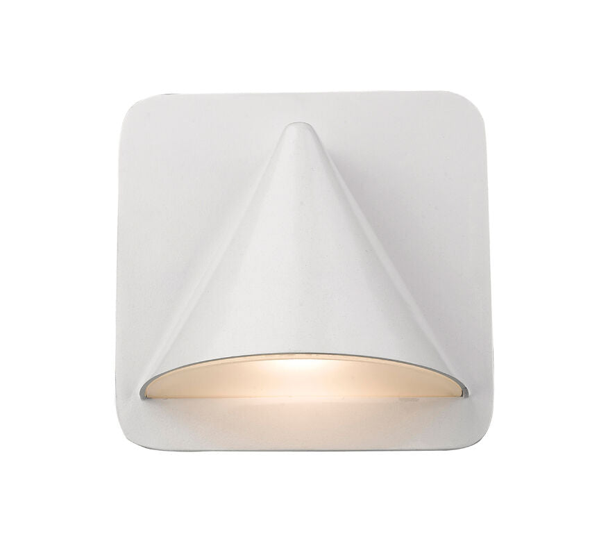 Z-Lite Obelisk 7" 1-Light LED White Outdoor Wall Sconce With Sandblast Glass Shade
