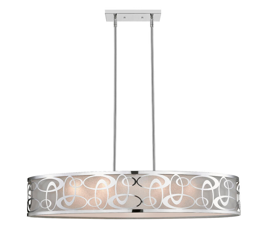 Z-Lite Opal 18" 6-Light Chrome Pendant Light With White Fabric Shade