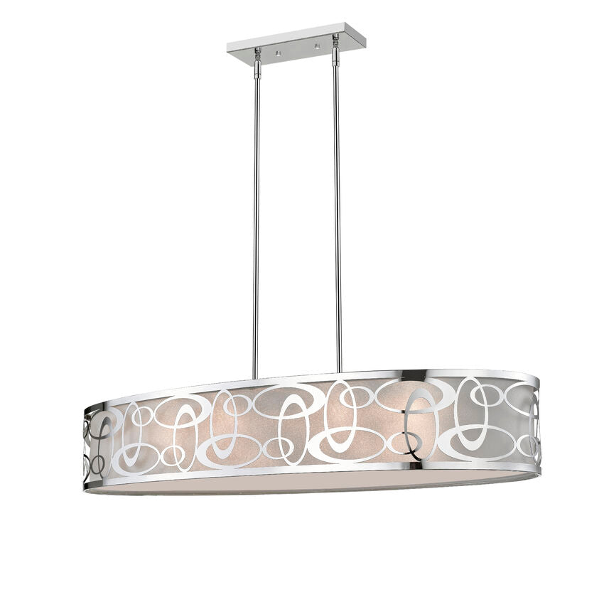 Z-Lite Opal 18" 6-Light Chrome Pendant Light With White Fabric Shade