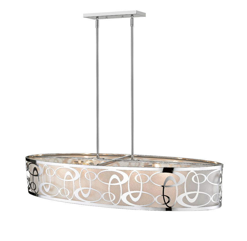 Z-Lite Opal 18" 6-Light Chrome Pendant Light With White Fabric Shade