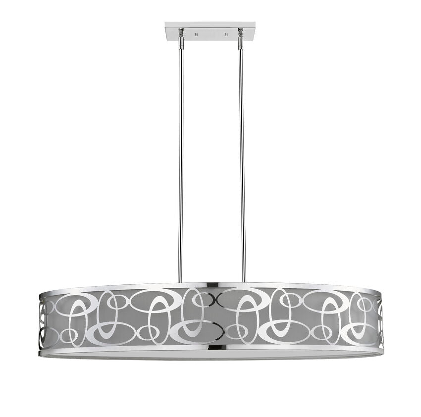 Z-Lite Opal 18" 6-Light Chrome Pendant Light With White Fabric Shade