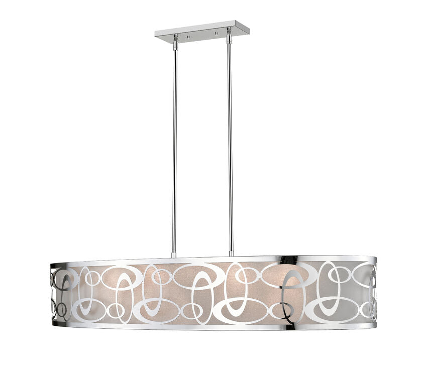 Z-Lite Opal 18" 6-Light Chrome Pendant Light With White Fabric Shade