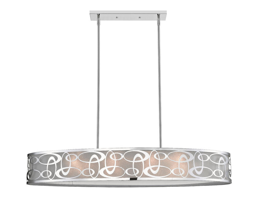 Z-Lite Opal 20" 8-Light Chrome Pendant Light With White Fabric Shade