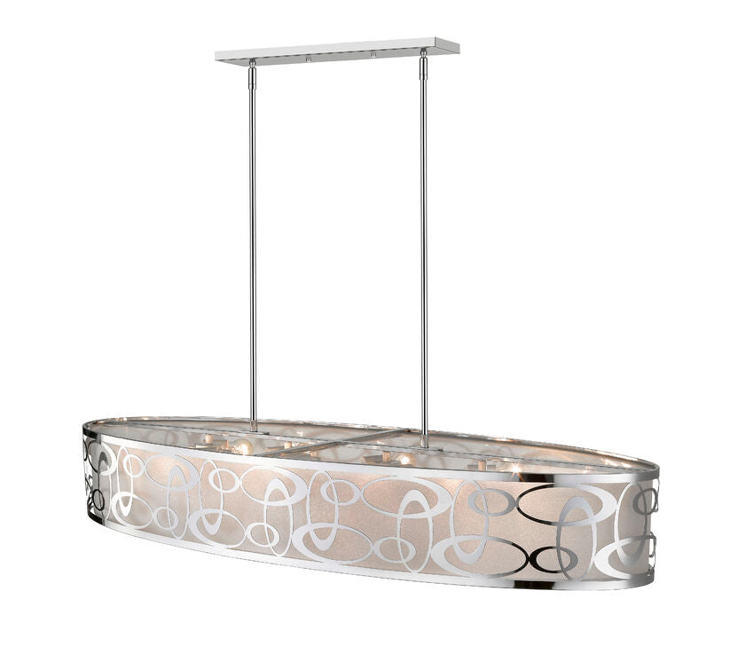 Z-Lite Opal 20" 8-Light Chrome Pendant Light With White Fabric Shade