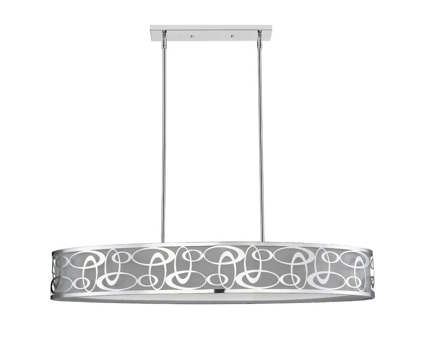 Z-Lite Opal 20" 8-Light Chrome Pendant Light With White Fabric Shade