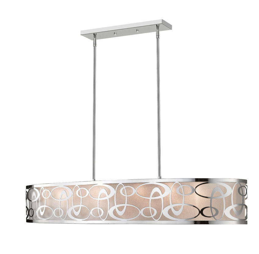 Z-Lite Opal 20" 8-Light Chrome Pendant Light With White Fabric Shade