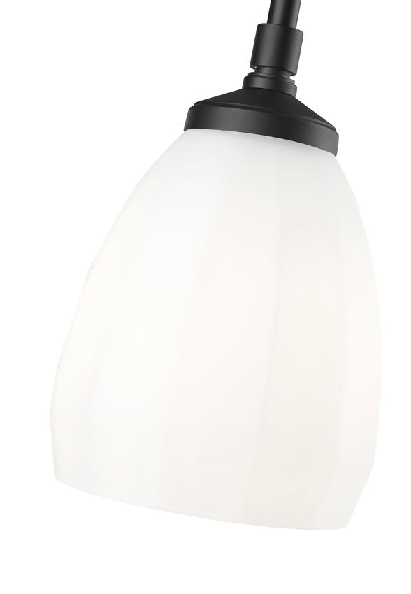 Z-Lite Oren 1-Light Medium Bulb Base Matte Black Steel Frame Matte Opal Glass Shade Pendant Light