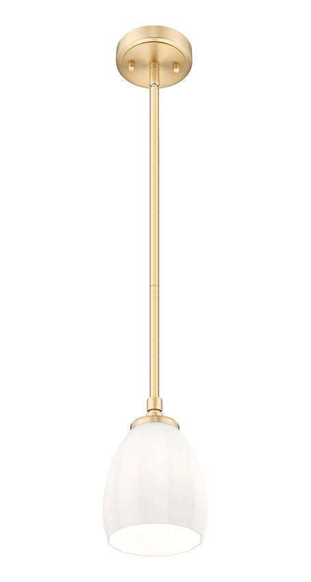 Z-Lite Oren 1-Light Medium Bulb Base Modern Gold Steel Frame Matte Opal Glass Shade Pendant Light