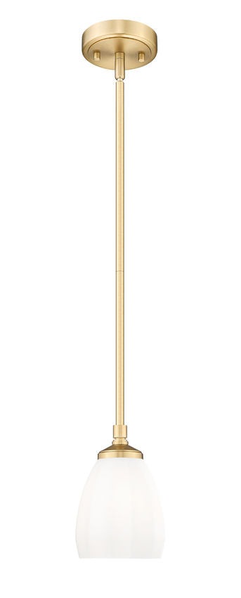 Z-Lite Oren 1-Light Medium Bulb Base Modern Gold Steel Frame Matte Opal Glass Shade Pendant Light