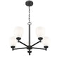 Z-Lite Oren 5-Light Medium Bulb Base Matte Black Steel Frame Matte Opal Glass Shade Chandelier
