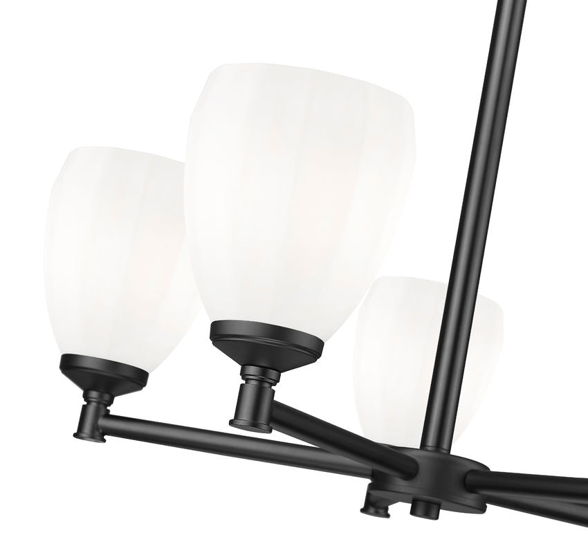 Z-Lite Oren 5-Light Medium Bulb Base Matte Black Steel Frame Matte Opal Glass Shade Chandelier