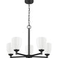 Z-Lite Oren 5-Light Medium Bulb Base Matte Black Steel Frame Matte Opal Glass Shade Chandelier