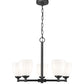 Z-Lite Oren 5-Light Medium Bulb Base Matte Black Steel Frame Matte Opal Glass Shade Chandelier