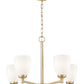 Z-Lite Oren 5-Light Medium Bulb Base Modern Gold Steel Frame Matte Opal Glass Shade Chandelier
