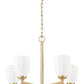 Z-Lite Oren 5-Light Medium Bulb Base Modern Gold Steel Frame Matte Opal Glass Shade Chandelier
