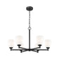 Z-Lite Oren 6-Light Medium Bulb Base Matte Black Steel Frame Matte Opal Glass Shade Chandelier