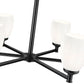 Z-Lite Oren 6-Light Medium Bulb Base Matte Black Steel Frame Matte Opal Glass Shade Chandelier