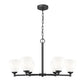 Z-Lite Oren 6-Light Medium Bulb Base Matte Black Steel Frame Matte Opal Glass Shade Chandelier