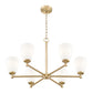 Z-Lite Oren 6-Light Medium Bulb Base Modern Gold Steel Frame Matte Opal Glass Shade Chandelier