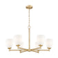 Z-Lite Oren 6-Light Medium Bulb Base Modern Gold Steel Frame Matte Opal Glass Shade Chandelier