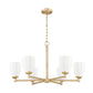 Z-Lite Oren 6-Light Medium Bulb Base Modern Gold Steel Frame Matte Opal Glass Shade Chandelier