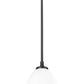 Z-Lite Oren 8" 1-Light Medium Bulb Base Matte Black Steel Frame Matte Opal Glass Shade Pendant Light