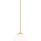 Z-Lite Oren 8" 1-Light Medium Bulb Base Modern Gold Steel Frame Matte Opal Glass Shade Pendant Light