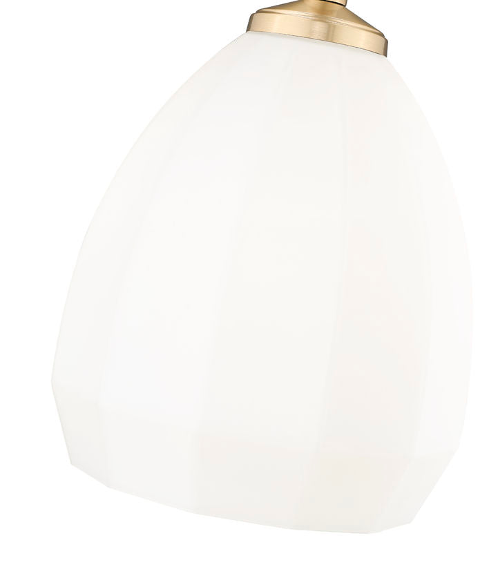 Z-Lite Oren 8" 1-Light Medium Bulb Base Modern Gold Steel Frame Matte Opal Glass Shade Pendant Light