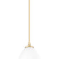 Z-Lite Oren 8" 1-Light Medium Bulb Base Modern Gold Steel Frame Matte Opal Glass Shade Pendant Light