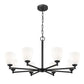 Z-Lite Oren 8-Light Medium Bulb Base Matte Black Steel Frame Matte Opal Glass Shade Chandelier