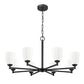 Z-Lite Oren 8-Light Medium Bulb Base Matte Black Steel Frame Matte Opal Glass Shade Chandelier