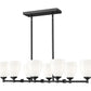 Z-Lite Oren 8-Light Medium Bulb Base Matte Black Steel Frame Matte Opal Glass Shade Linear Chandelier