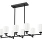 Z-Lite Oren 8-Light Medium Bulb Base Matte Black Steel Frame Matte Opal Glass Shade Linear Chandelier