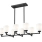 Z-Lite Oren 8-Light Medium Bulb Base Matte Black Steel Frame Matte Opal Glass Shade Linear Chandelier
