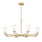 Z-Lite Oren 8-Light Medium Bulb Base Modern Gold Steel Frame Matte Opal Glass Shade Chandelier