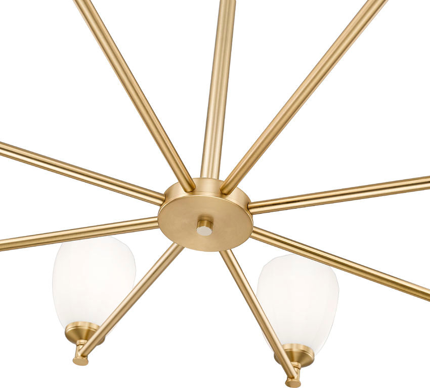 Z-Lite Oren 8-Light Medium Bulb Base Modern Gold Steel Frame Matte Opal Glass Shade Chandelier