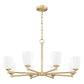 Z-Lite Oren 8-Light Medium Bulb Base Modern Gold Steel Frame Matte Opal Glass Shade Chandelier