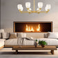 Z-Lite Oren 8-Light Medium Bulb Base Modern Gold Steel Frame Matte Opal Glass Shade Chandelier