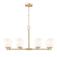 Z-Lite Oren 8-Light Medium Bulb Base Modern Gold Steel Frame Matte Opal Glass Shade Chandelier