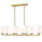 Z-Lite Oren 8-Light Medium Bulb Base Modern Gold Steel Frame Matte Opal Glass Shade Linear Chandelier