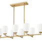 Z-Lite Oren 8-Light Medium Bulb Base Modern Gold Steel Frame Matte Opal Glass Shade Linear Chandelier