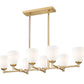 Z-Lite Oren 8-Light Medium Bulb Base Modern Gold Steel Frame Matte Opal Glass Shade Linear Chandelier
