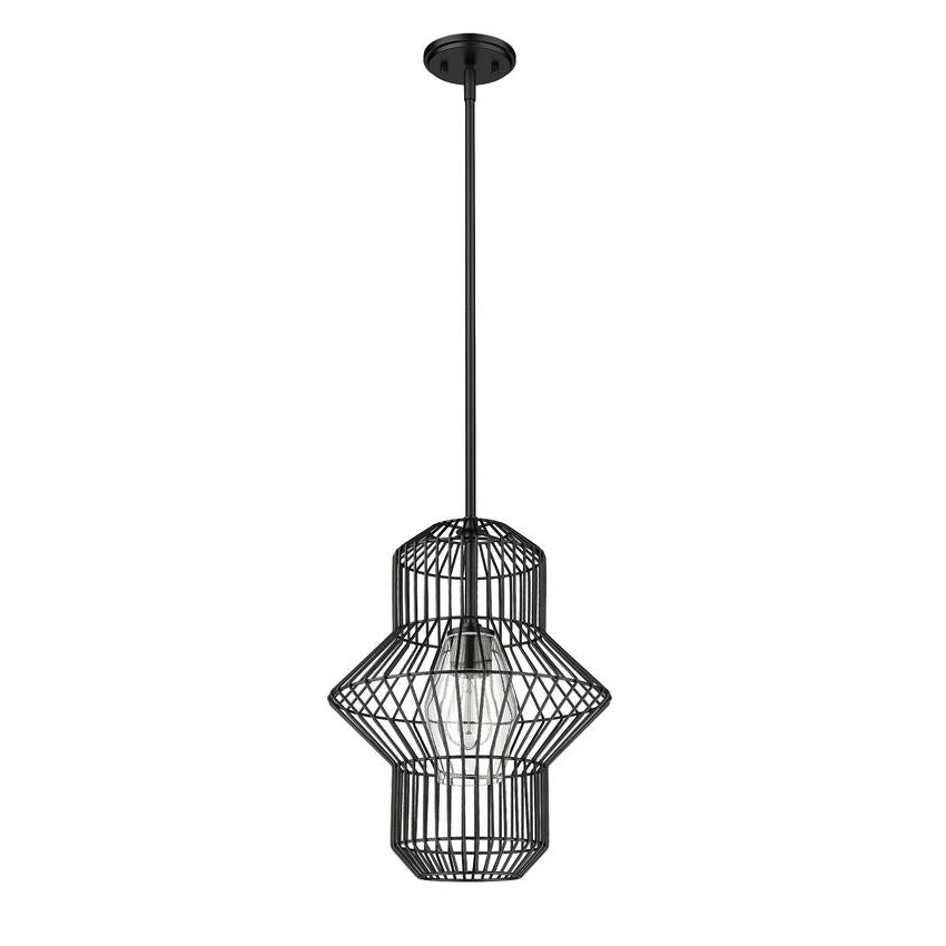 Z-Lite Orsay 15" 1-Light Clear Glass Shade Pendant Light With Matte Black Frame Finish