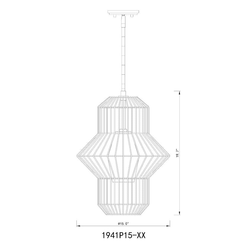 Z-Lite Orsay 15" 1-Light Clear Glass Shade Pendant Light With Matte Black Frame Finish